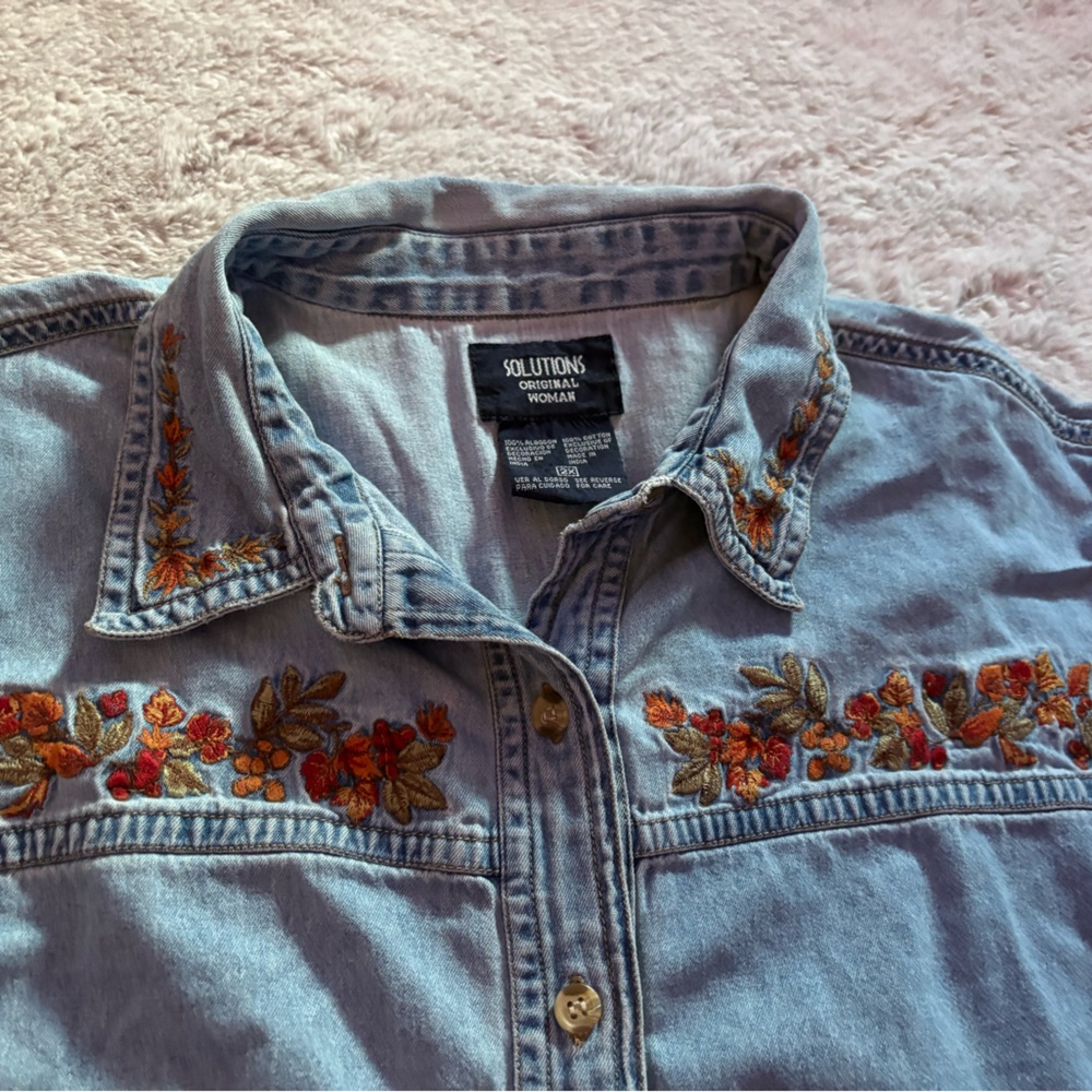 Vintage Solutions Embroidered Denim Top - Picture 2 of 7